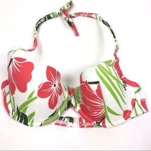 Cia Maritima Bikini halter top hibiscus coral